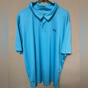 Under Armour Men’s Aqua Blue Logo Polo with Micro Dot Pattern, 4XL